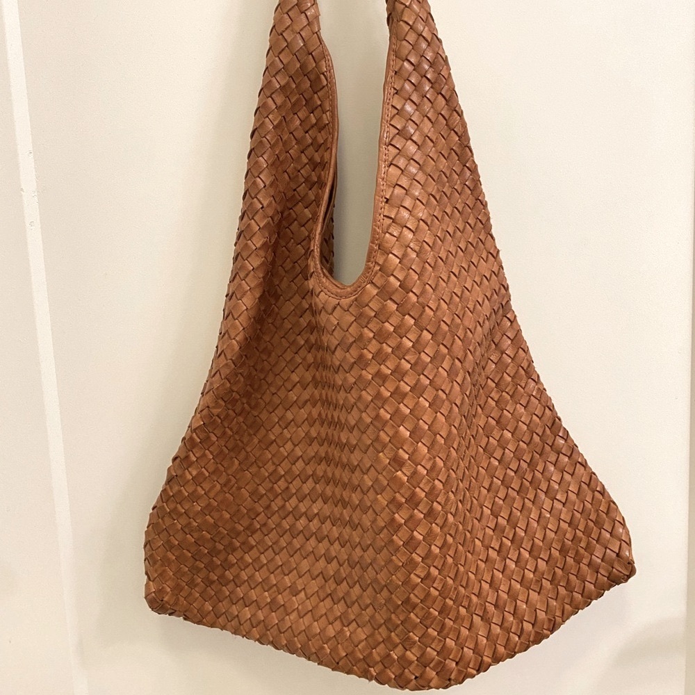 Tan Woven Leather Tote